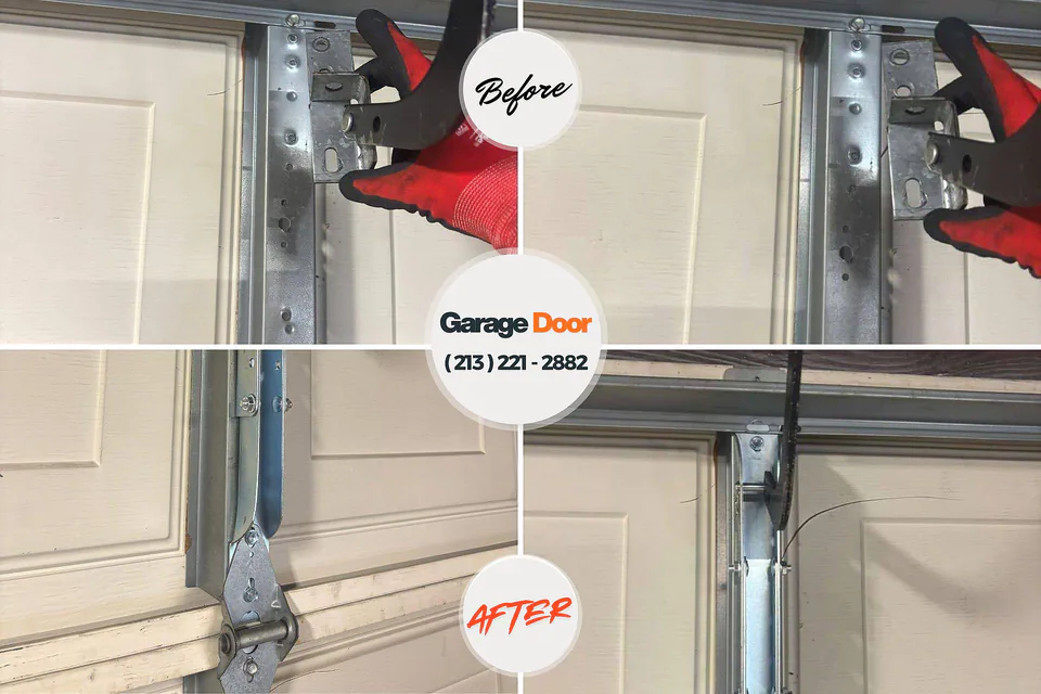 Before and after: garage door repair Jurupa Valley, CA